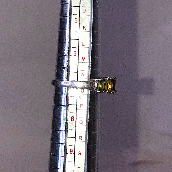 MULTI-GEMSTONE Sterling Silver Single Band Inlay Vintage Ring Sz 7 - Picture 9 of 17